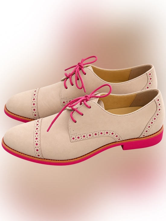 Cole Haan Shoes - Cole Haan | Gramercy Wingtip Lace Up Oxford Beige Pink Brogue Nubuck Shoes